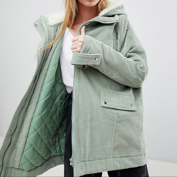 ASOS Jackets & Blazers - Mint corduroy hooded parka